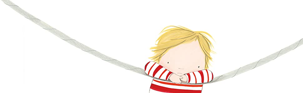 Illustration by Karen George. Joe - a small white boy with blonde hair and a striped top - looks a little bit sad.